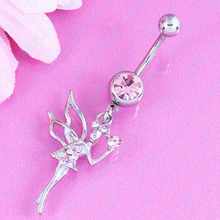 Dangle Belly bar Angel Pendant fashion body piercing navel bar jewellry belly button ring 14G Surgical Steel 2024 - buy cheap