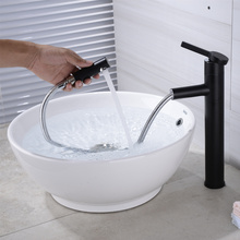 Material de bronze Alto Bacia Banheiro Mixer Pull Out Torneira Rotação de 360 Água Da Torneira Ware Preto/Branco/Preto + chrome Torneira de Lavatório 2024 - compre barato