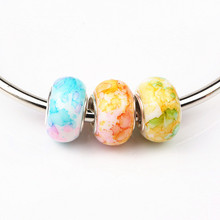 20pcs Large Hole Beads with Silver Plated Cores Resin European Charms Paint Splatter color effect Diy Beads 2024 - buy cheap