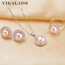 Yikalaisi 2017 conjunto de joias, conjunto de joias com pingente de pérola, brincos femininos 925, joias de prata esterlina para mulheres 2024 - compre barato