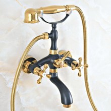 Torneira para banheira, em bronze, dourado, fixado na parede, com torneira, misturador, chuveiro de mão 2024 - compre barato