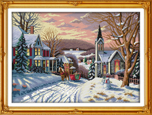 Snowscape (6) Scenery 11CT Stamped Cross Stitch Kits Home Wall Decor Paintings Handmade Decorative Knitting DIY Embroidery 2024 - buy cheap