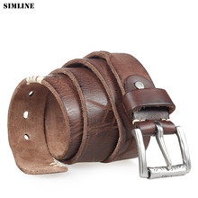 SIMLINE 100% cinturón de cuero genuino para hombre Vintage Casual de cuero de vaca hebilla cinturón cinturones para Jeans cintura regalo hombre hombre 2024 - compra barato