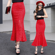 Free Shipping 2021 New High Waist Long Maxi Lace Flower Skirts For Women Plus Size S-2XL Mermaid Style Skirts Spring And Summer 2024 - buy cheap