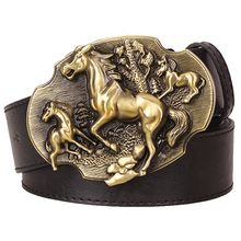 Cinturón con estampado de golden horse para hombre, cinturón estilo vaquero, punk, rock 2024 - compra barato