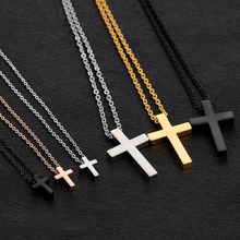 Moda jóias de aço inoxidável cor prata rosa ouro preto cruz crucifixo masculino feminino pingente colar livre cruz corrente 24 "* 3mm 2024 - compre barato