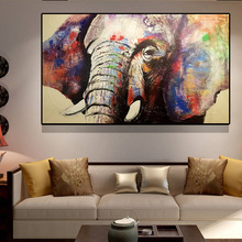 Abstracto acuarela elefante de África Animal para decoración de paredes pintura al óleo sobre lienzo nórdico escandinavo arte de pared para sala de 2024 - compra barato