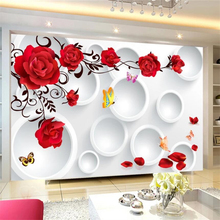 Beibehang personalizado papel de parede 3d mural círculo rosa amor romântico fundo da sala estar quarto papéis decoração casa mural 2024 - compre barato