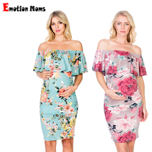 Emotion Moms Maternity Dresses Off Shoulder Pregnancy Dresses Floral Women Dress Summer Pregnant Dress 2024 - buy cheap