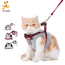 4 Colors Pet Cat Harness with Leash Rope with Bowtie Jacket Cat Harness Walking Training Leash set Traction Belt Cat Product 2024 - buy cheap