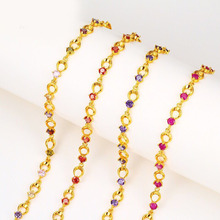 MxGxFam Colorful Zircon Bracelet For Women Jewelry 24 k Pure Gold Color 2018 Fashion 2024 - buy cheap
