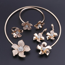 OEOEOS-gargantilla de cristal con flores para mujer, collar, pendientes, pulsera, anillo, conjunto de joyería nupcial, accesorios de vestido de boda 2024 - compra barato