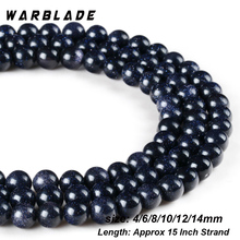 WarBLade-Cuentas redondas de piedras para hacer joyas, cuentas de piedra sueltas de 4mm, 6mm, 8mm, 10mm, 12MM y 14mm 2024 - compra barato
