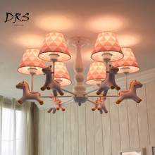 Nordic Garden Pink Blue Chandelier American Cartoon Pony Lantern Children's Room Ceiling Lamp Boy Girl Baby Bedroom Pendant Lamp 2024 - buy cheap