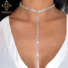 BLIJERY-gargantilla de diamantes de imitación para mujer, collar Simple de cristal con borla larga, joyería de lujo, Bisutería 2024 - compra barato