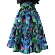 high waist Casual Skirt Autumn Spring Vintage Floral Printed Ball Gown Women Skirt 2024 - buy cheap