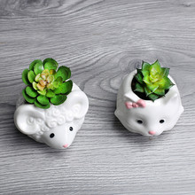 Cute Sheep Succulents Flowerpot Small Ceramic Flower Pot Desktop Decor Green Planters Small Bonsai Pots Home Decoration 2024 - buy cheap