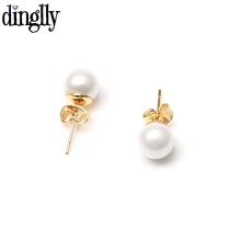 DINGLLY-pendientes de perlas blancas para mujer, aretes con pasadores dorados, charms de marcas, regalos para enamorados 2024 - compra barato