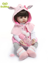 Bebes Reborn menina 24 "60 см виниловые силиконовые куклы для маленьких девочек с розовым Кроликом, Одежда для новорожденных, куклы bebe, подарок 2024 - купить недорого