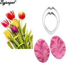 Tulips Cookie Cutter Flower Veiners Silicone Molds Fondant Sugarcraft Gumpaste Resin Clay Water Paper Cake Decorating Tool CS166 2024 - buy cheap