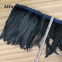 Adornos de plumas de gallo, 2 metros/lote de plumas de pollo teñidas de Color azul marino, encaje para disfraces de carnaval, deco, 20-45cm/8-18 pulgadas 2024 - compra barato