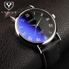 Top Brand Luxury Blue Glass YAZOLE Watch Men Watch Fashion Roman Quartz Watch Waterproof Business Wristwatches Hour reloj hombre 2024 - buy cheap