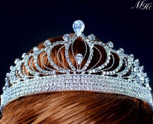 Reina princesa Tiaras diadema transparente diamantes de cristal austríaco diadema coronas de novia boda desfile Prom fiesta disfraces 2024 - compra barato