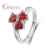 Wholesale 3 Colours AAA Crystal Lovely Flower Shape     Silver Geometric Ring For Women Girls Jewelry 2024 - buy cheap