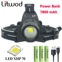 Litwod Z90 2808 32W chip XHP70 high power Led headlamp 42920lum powerful Headlight head lamp flashlight torch zoom Head light 2024 - buy cheap