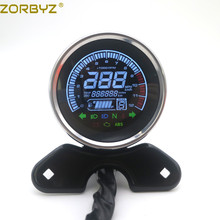 Zorbyz painel de instrumentos digital para motocicleta, medidor de velocidade multifuncional com lcd preto, odômetro e tacômetro 2024 - compre barato