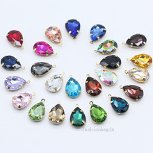 30p 10x14mm multicolor teardrop Faceted Framed Glass single Pendants Necklace Connector Earring Eardrop Making Accessories beads 2024 - buy cheap