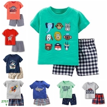 Ropa de verano para bebés recién nacidos, Camiseta con estampado de animales, tops y pantalones cortos, conjunto de ropa infantil, traje de algodón 2024 - compra barato