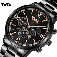 VA VOOM-Reloj de acero inoxidable para hombre, cronógrafo de cuarzo con esfera grande, a la moda, informal, de negocios, resistente al agua 2024 - compra barato