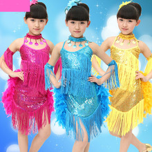 Girls Latin Dance Dress  Kids Dance Tutu Children Costumes Samba Ballroom Dance Dress Costume Clothing 2024 - buy cheap