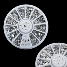 Shellhard decorações da arte do prego roda 3d prata acrílico arte do prego gemas cristal strass diy decoração multi formas 2024 - compre barato