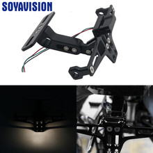 Universal Motorcycle License Plate Bracket Holder with LED Light For Honda Yamaha Kawasaki Z750 R3 Z800 R6 MT07 MT09 MT10 2024 - buy cheap