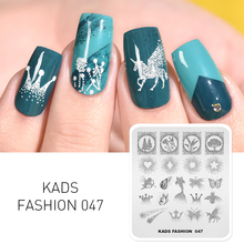 KADS Fashion 047 Nail Stamping Plates Nail Art Unicorn Flowers Image Plate Stencil for Nails Manicure Nail Accessories Stamper 2024 - buy cheap