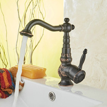 Grifo de lavabo de latón antiguo giratorio de lujo, color negro, montaje en cubierta, mezclador de baño, B-10702H, Envío Gratis 2024 - compra barato