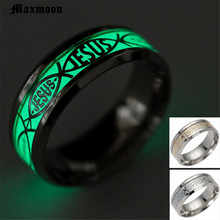 Maxmoon JESUS Luminous Ring Letter Stainless Steel Male Ring Glow in the Dark Wedding for Women Rings 2024 - buy cheap