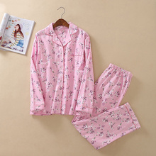 Conjunto de Pijama de lana y algodón para Mujer, ropa de dormir de manga larga con estampado Floral, color rosa, 100% invierno 2024 - compra barato