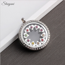 20Pcs Mix Colors Rhinestone Heart Floating Locket Window Plate Charms Fit 30mm Relicario Locket Necklaces Jewelry Wholesale Bulk 2024 - buy cheap