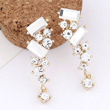 Kymyad Brincos Gold Color Earring Luxury Elegant Rhonestone Statement Stud Earrings For Women Crystal Earings Fashion Jewelry 2024 - купить недорого
