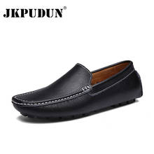 JKPUDUN Genuine Leather Men Casual Shoes Black Moccasins Mens Loafers High Quality Fashion Brand Men Flats Comfy Driving Shoes 2024 - buy cheap