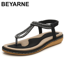 BEYARNES-Sandalias planas de gladiador para mujer, zapatos bohemios con tejido de cristal, informales, para playa, verano, 2018 2024 - compra barato