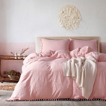 2/3pc Pink Bedding Sets with Small Ball Microfiber Fabric Twin Double Queen King Duvet Cover Pillowcase Comfortable Home Textile 2024 - buy cheap