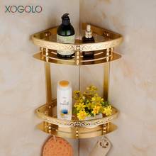 Xogolo Space Aluminum Carving Fashion Gold Double Tiers Wall Mounted Corner Shelf Bathroom Rack Accessories Good Quality 2024 - buy cheap