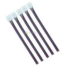 10pcs 10mm 4 pin One Connector with Cable For 5050 RGB LED Strip  No Need Soldering Connect to Power supply 2024 - buy cheap