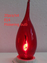 20 peças lâmpada vela vermelha e14 3w 90-265v luz de efeito de chama piscando 2024 - compre barato