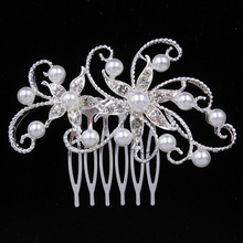 TREAZY-peines de perlas de imitación de cristal para mujer, horquillas para el pelo plateadas en Plata brillante, accesorios para el cabello de boda 2024 - compra barato