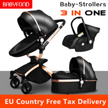 Babyfond 3 em 1 carrinho de bebê de luxo plutônio leatherl two-way push 360 girar carrinho de carro do bebê carrinho de bebê europa carrinho de bebê dom gratuito 2024 - compre barato